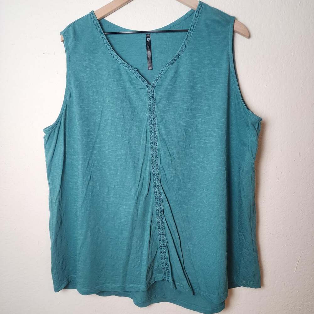 Kuhl Tank Top Womens 3X Blue Plus Organic Cotton Embroidered Sleeveless Tunic